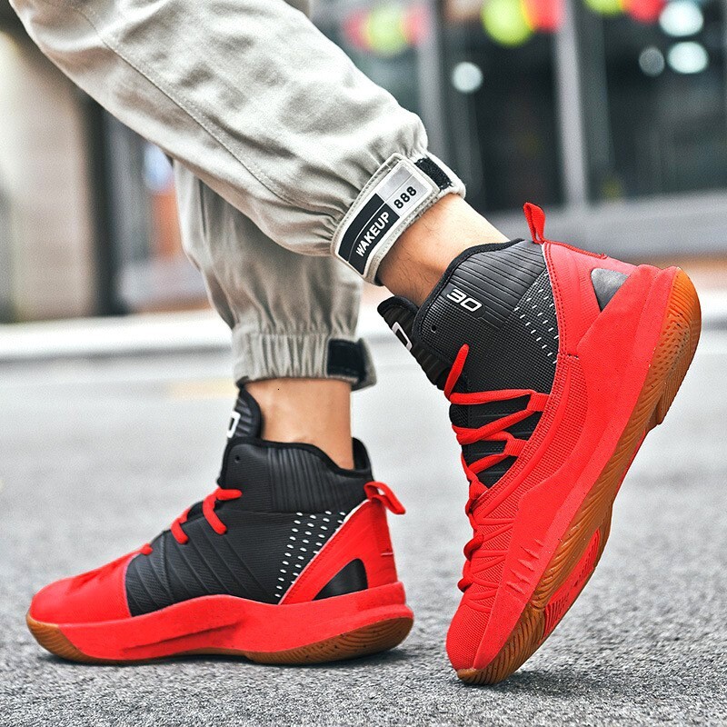 Mens Black Blue Fashion Gifts Orange High Top Basketball Shoes Non Slip For Professional Court Training - view 5