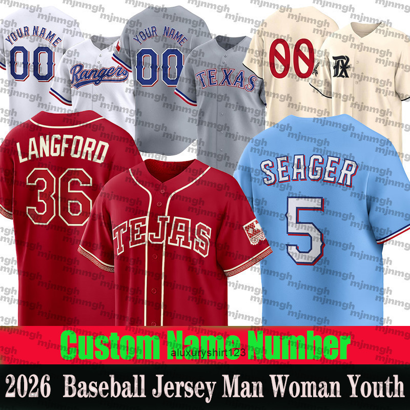 5 Corey Seager 48 Jacob deGrom Custom Baseball Jerseys Texas Rangerss Nolan Ryan Marcus Semien City Connect Adolis Garcia Kole Calhoun Jon Gray Hamilt