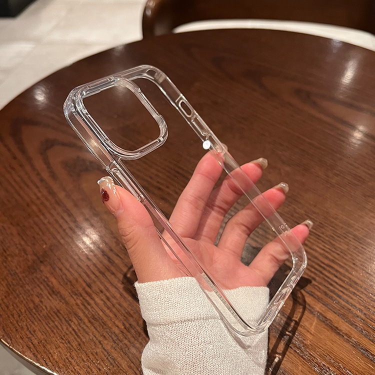 Suitable for Apple 17 Phone Case Transparent 13 Shockproof 14 Pro Max Acrylic 15 Groove Epoxy iPhone 16 Cover