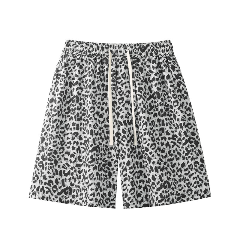 Luxury Men's Designer Beach Pants High-end Skin Friendly Texture Outdoor Casual Silk Leopard Print Shorts Breathable Fast Drying Sports Loose Kne