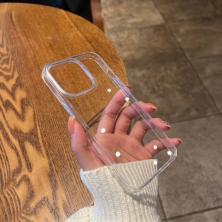 Suitable for Apple 17 Phone Case Transparent 13 Shockproof 14 Pro Max Acrylic 15 Groove Epoxy iPhone 16 Cover