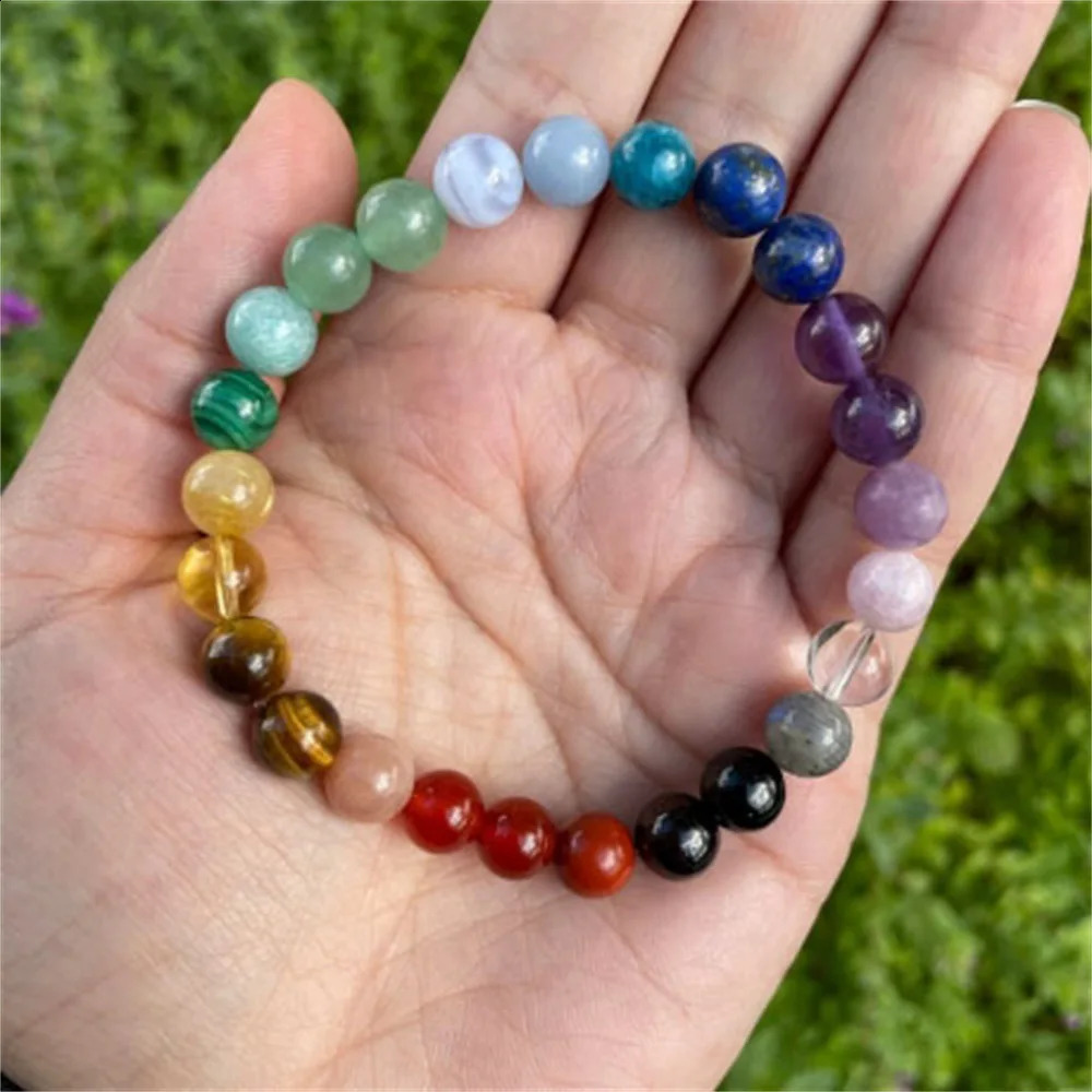 Bohemian Rainbow Stone Bracelet On Hand es Colorful Nature Stone Energy Beaded Bracelets Jewelry Gifts 260528