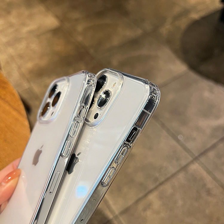 Suitable for Apple 17 Phone Case Transparent 13 Shockproof 14 Pro Max Acrylic 15 Groove Epoxy iPhone 16 Cover