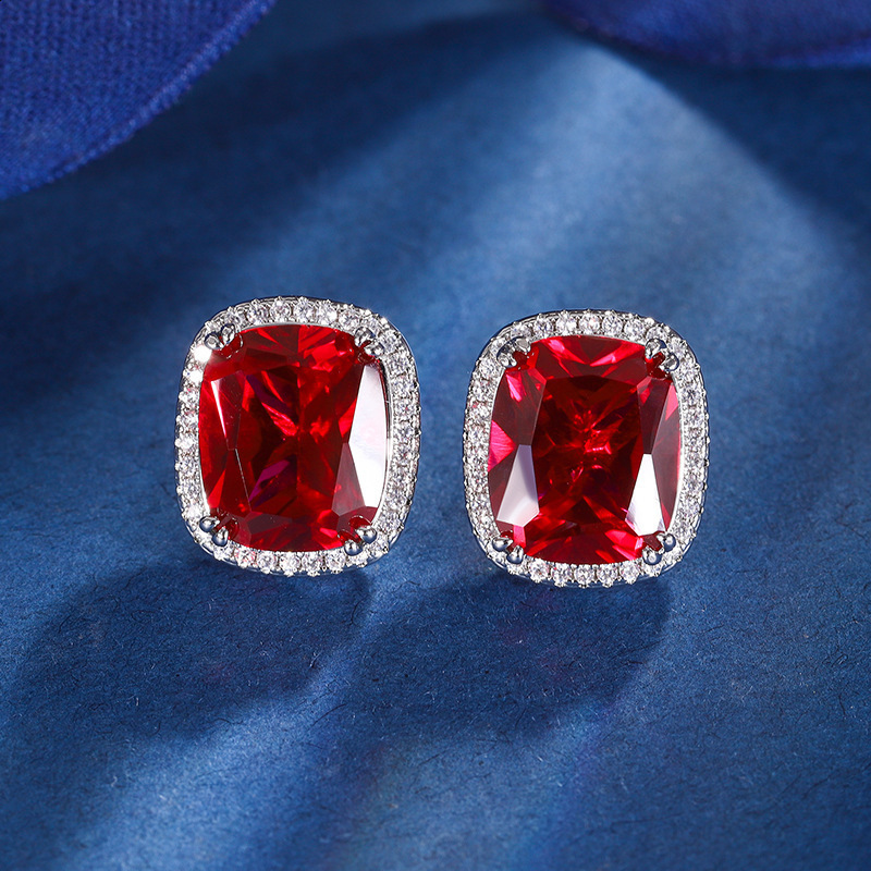 Woman Wedding Jewelry Copper Base Gold Plated Red Corundum Womens Set Elegant Diamond Inlay 251103