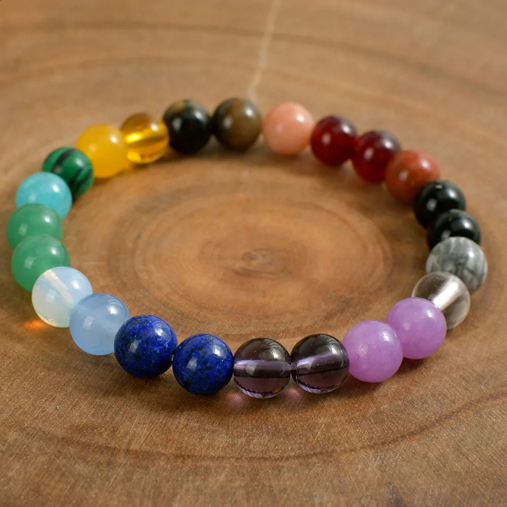 Bohemian Rainbow Stone Bracelet On Hand es Colorful Nature Stone Energy Beaded Bracelets Jewelry Gifts 260528