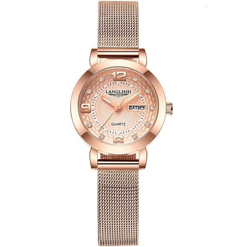LLS Swiss Style Luxury Womens Slim Quartz Watch Designer Wristwatch Day Date Waterproof Luminous Fashion Elegant Modern Timepiece