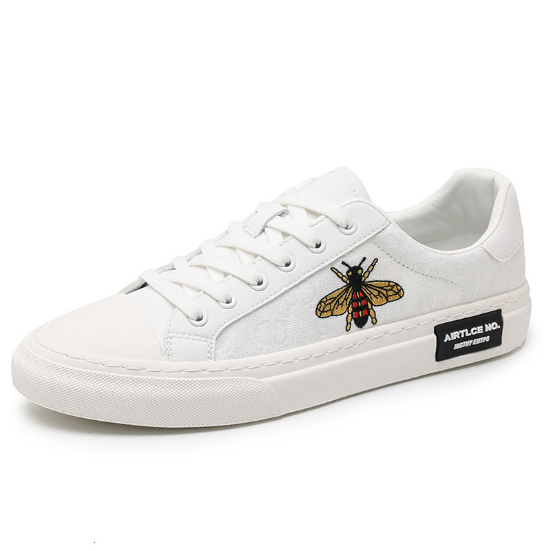 Designer shoe Korean-style trendy bee sneakers, European Fashion Gifts casual men's versatile white shoes, summer fashion breathable canvas shoes - view 6