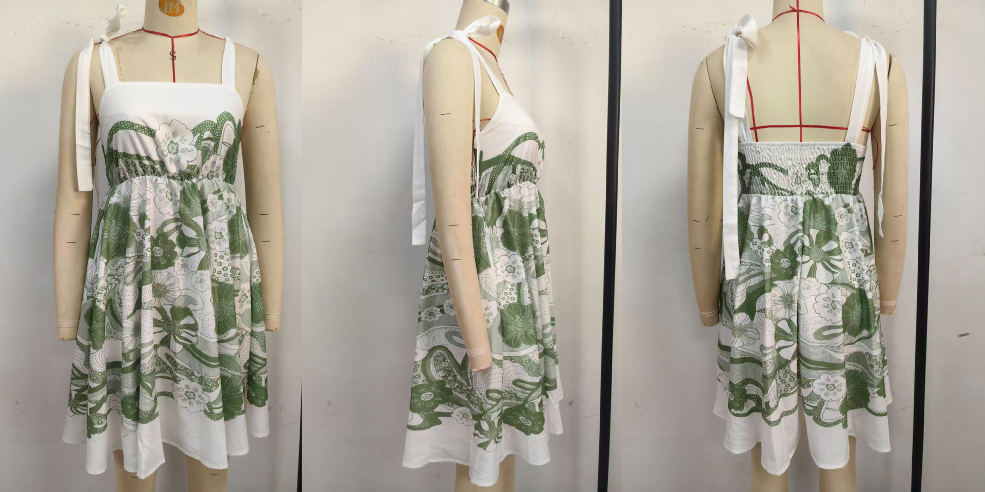 Vintage Flower Print Short Dress Women Fashion Elegant Bowknot Leace-up Spaghetti Strap Mini Dresses 2026 Summer Female 260529 - view 6