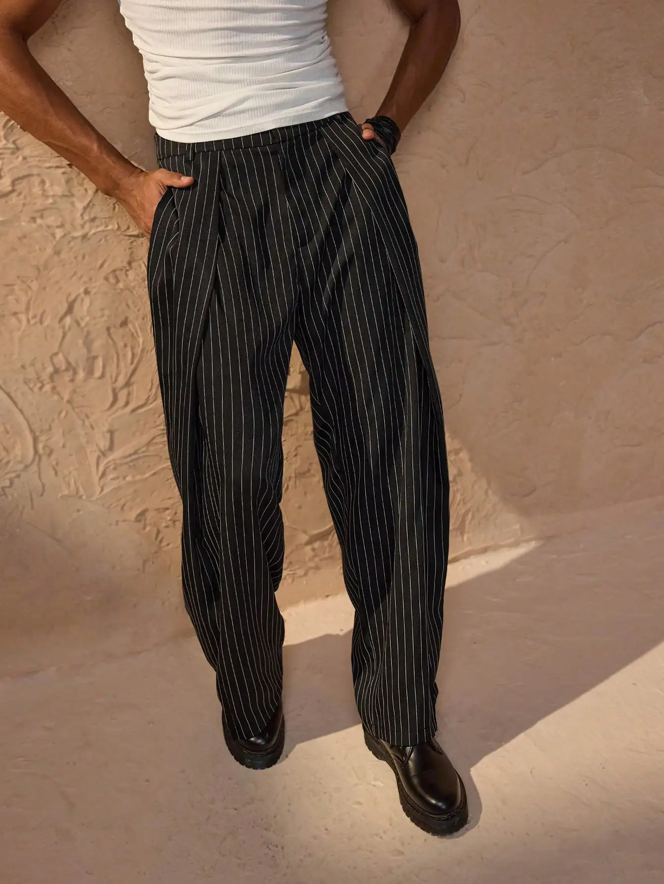 plus Size Mens Striped Casual Pants Trendy Comfortable Daily Wear Long Trousers y260618 - view 6