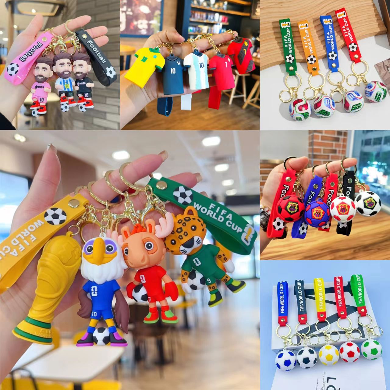 Wholesale Update 3D Player Football Keychain World Cup Keyring Holder Football Style Bag Pendant Custom Figure Shaped Cartoon Logo Keychain For Souven