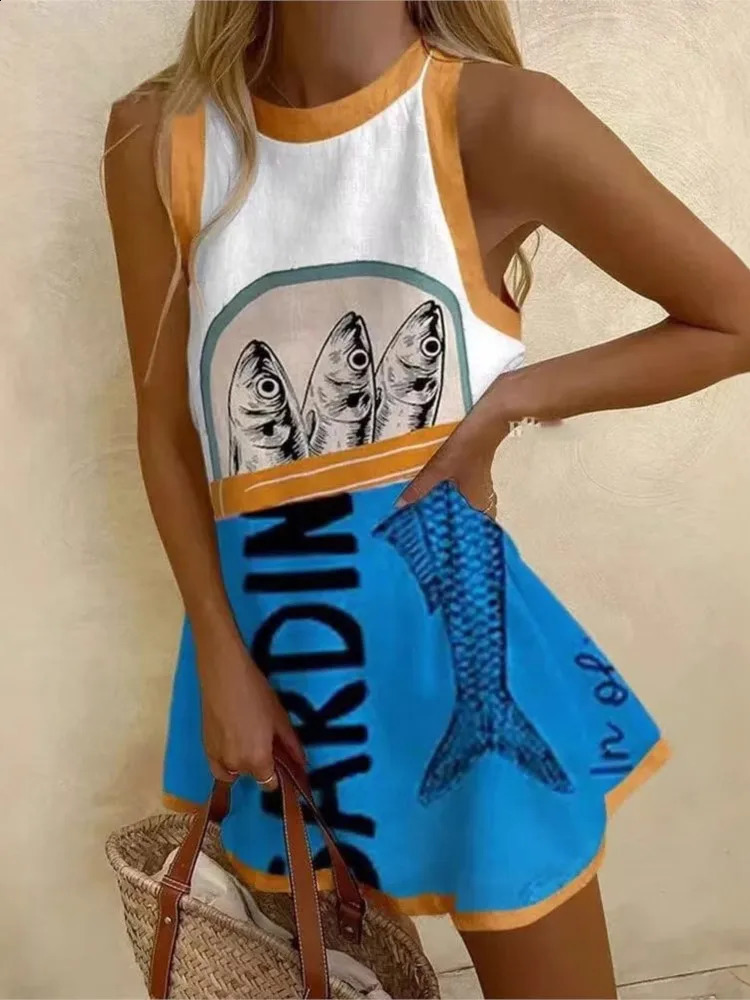 Bohemian Beach Style Print Dress Women Summer Loose O Neck Sleeveless Mini Dresses Fashion Casual Holiday Vacation Vestidos 260529 - view 5