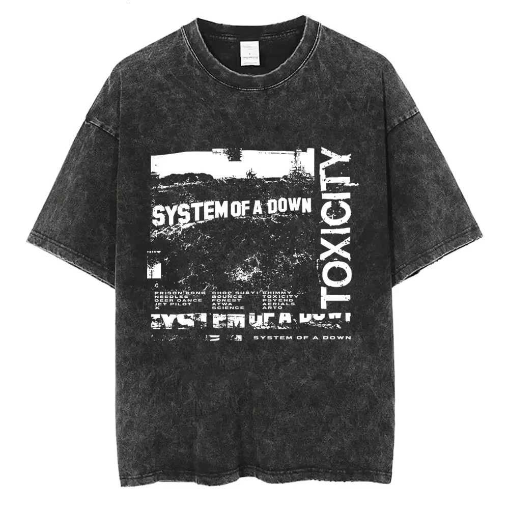 System of A Down Toxicity Album Graphic Washed T-shirts Men Women Rock Oversized T Shirt Male Vintage Alternative Metal T-shirts L260529