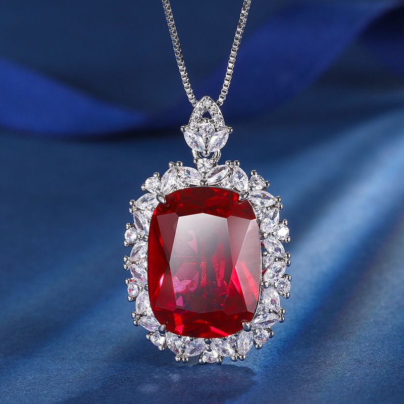 Woman Wedding Jewelry Copper Base Gold Plated Red Corundum Womens Set Elegant Diamond Inlay 251103