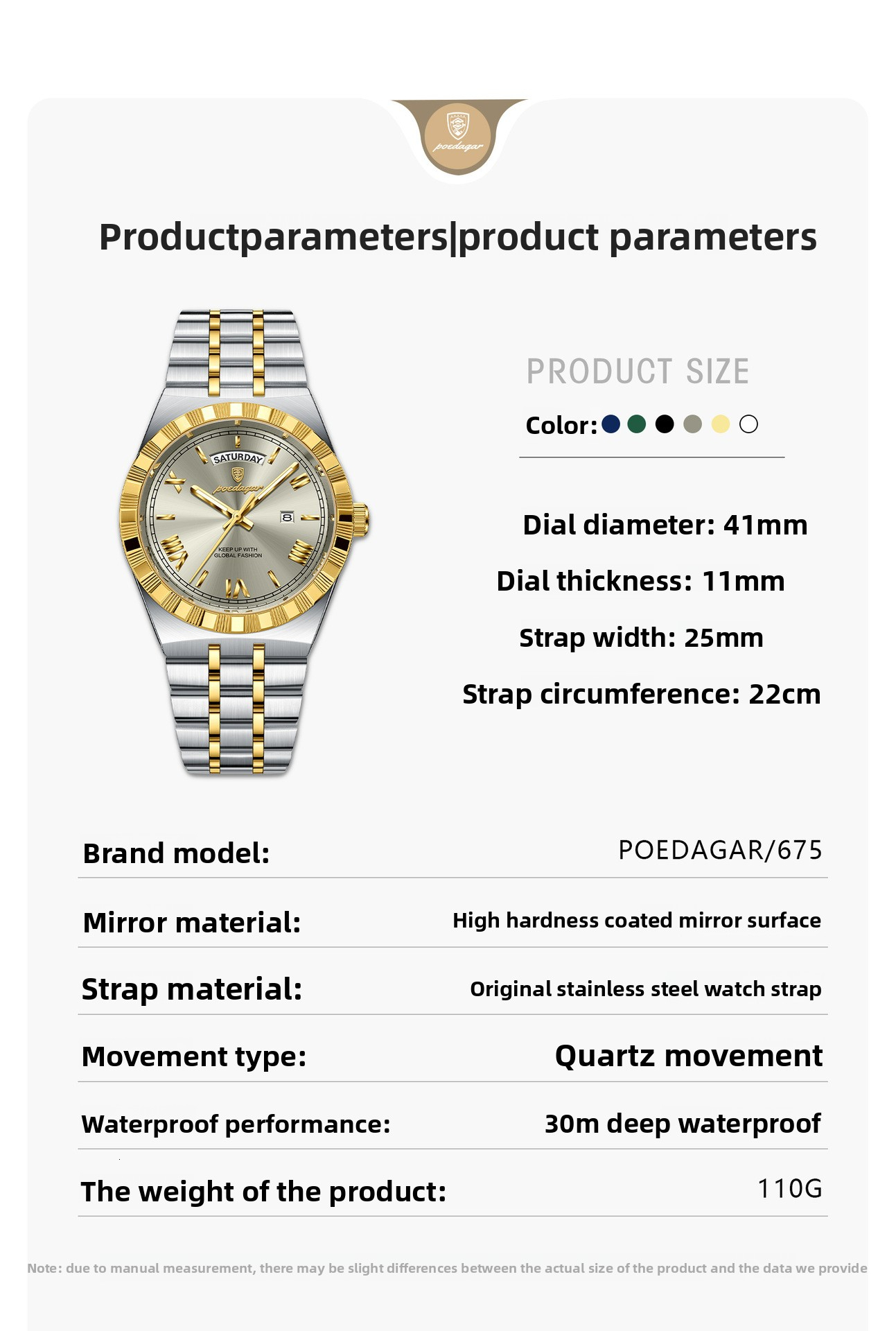 2026 Men's POEDAGAR Steel Designer Fluted Stainless Bezel Roman Numeral Quartz Watch Luxury Waterproof Luminous Business Casual Wristwatch