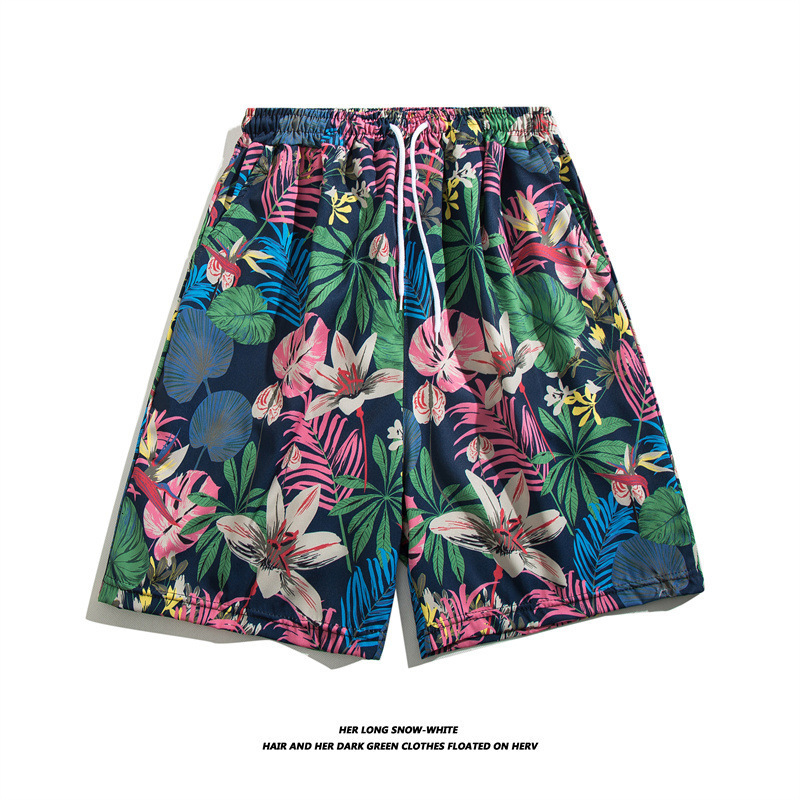 Men's Luxury Designer Outdoor Casual Beach Pants Summer Ice Silk Thin Trendy Floral Shorts Loose Fashion Casual Home Quick Drying Loose Oversized