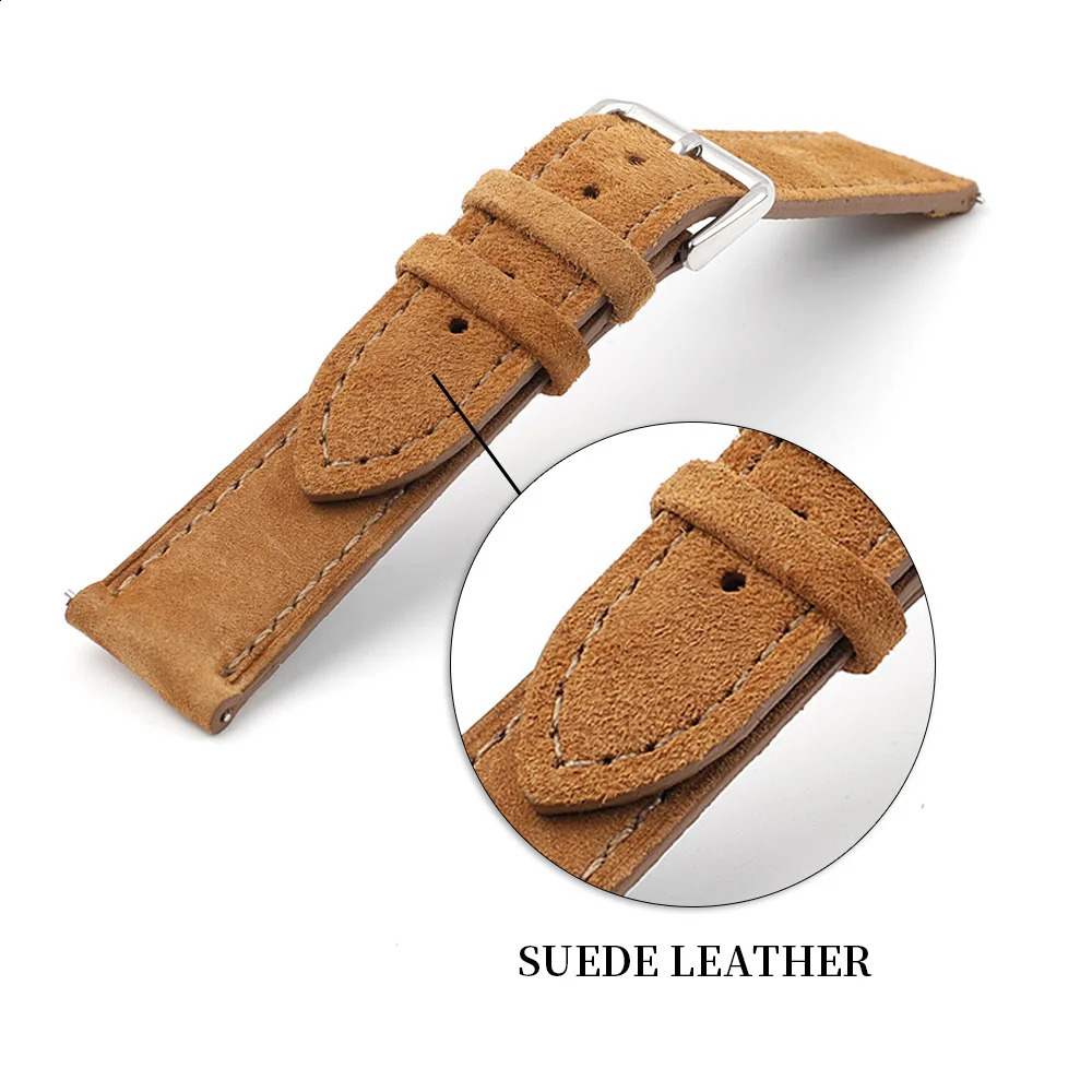 Soft Suede Leather Watch Band 18mm 19mm 20mm 22mm 24mm Blue Brown Watch Straps Stainless Steel Buckle Watch Accessories 260526