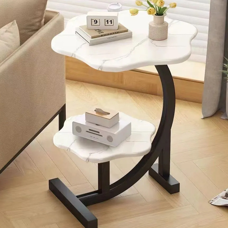 R05292 Side table, double-layered coffee table for bedroom and bedside