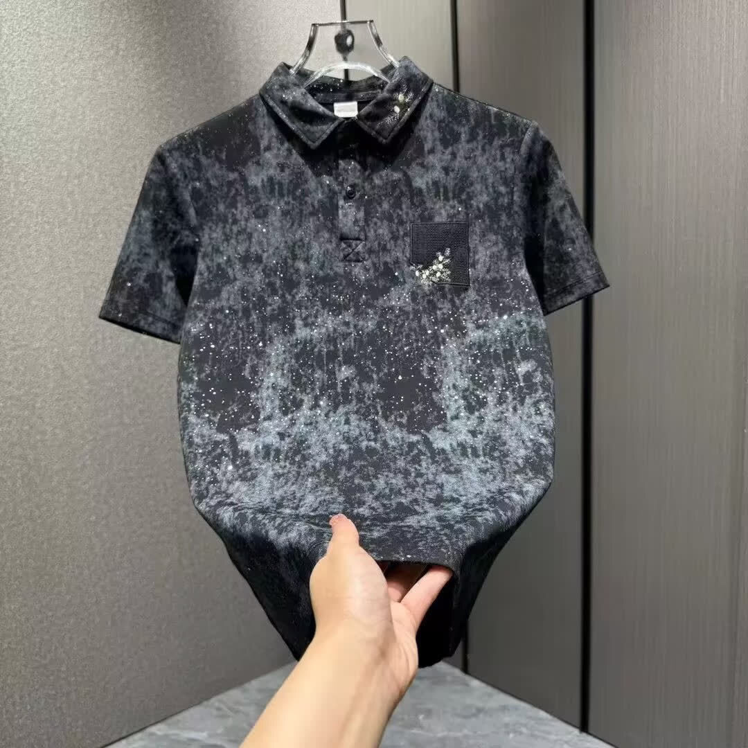 Designer Luxury Brand Essential Loose Plus Size Men's Short Sleeved T-shirt Trendy Street Summer Fashion Embroidered Lapel Men's Polo Shirt 