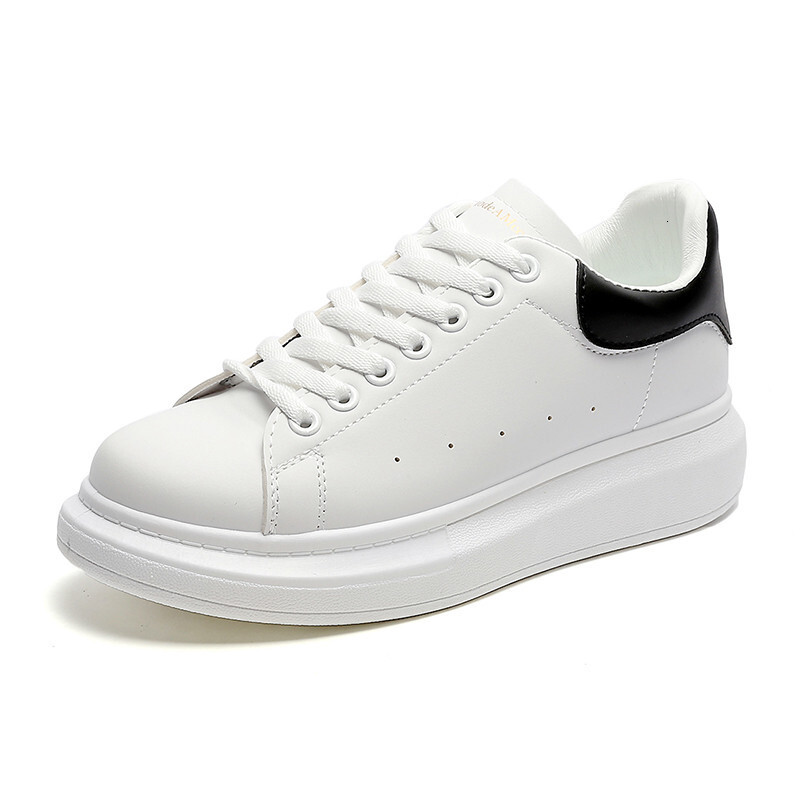 Men's White Leather Platform Sneakers Classic Lace-Up Casual Skate Shoes Thick Sole Streetwear Trainers big size