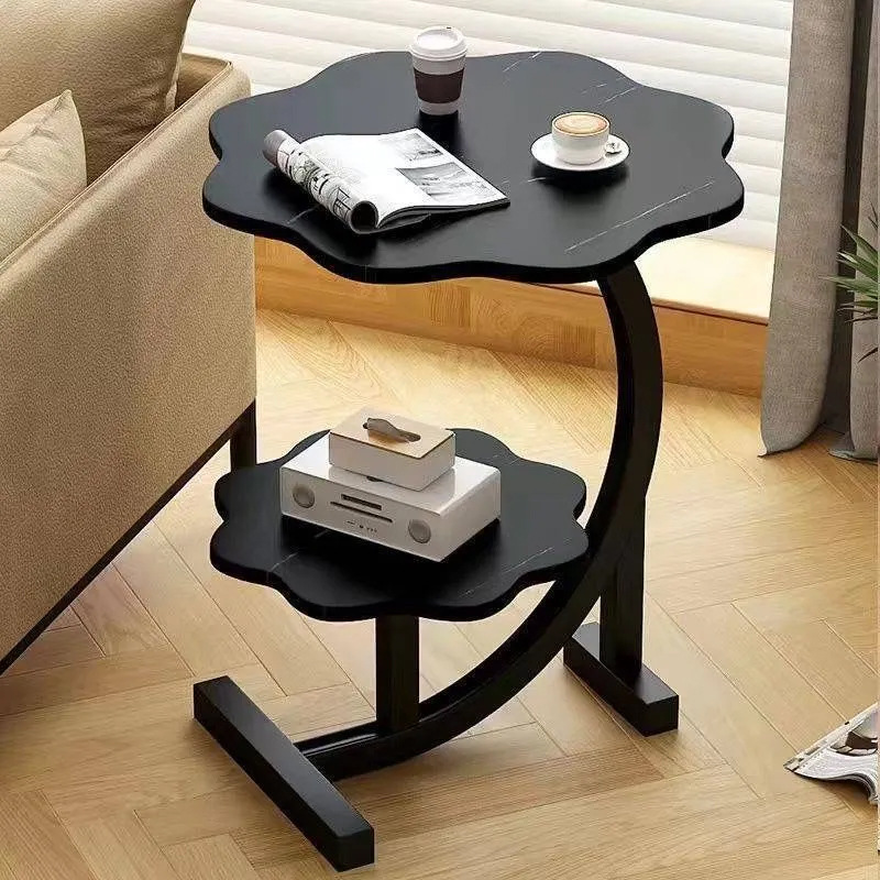 R05292 Side table, double-layered coffee table for bedroom and bedside