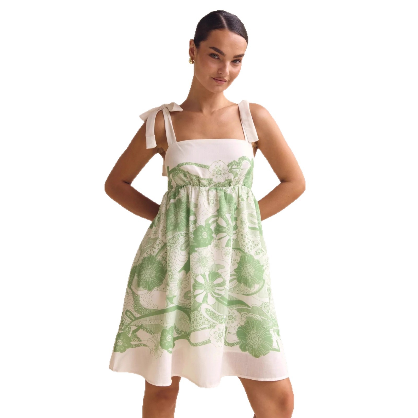 Vintage Flower Print Short Dress Women Fashion Elegant Bowknot Leace-up Spaghetti Strap Mini Dresses 2026 Summer Female 260529 - view 5