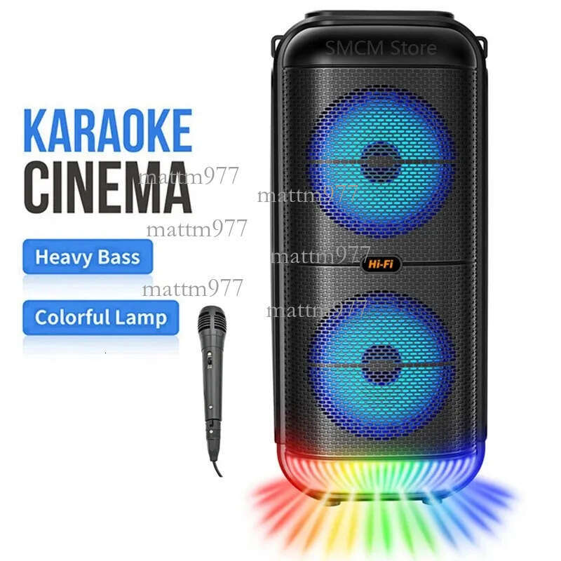 Super Large Outdoor Bluetooth Speaker Peak Power 1200W Double 6 Inch Horn Subwoofer Portable Wireless Column Bass Sound with Mic - view 3