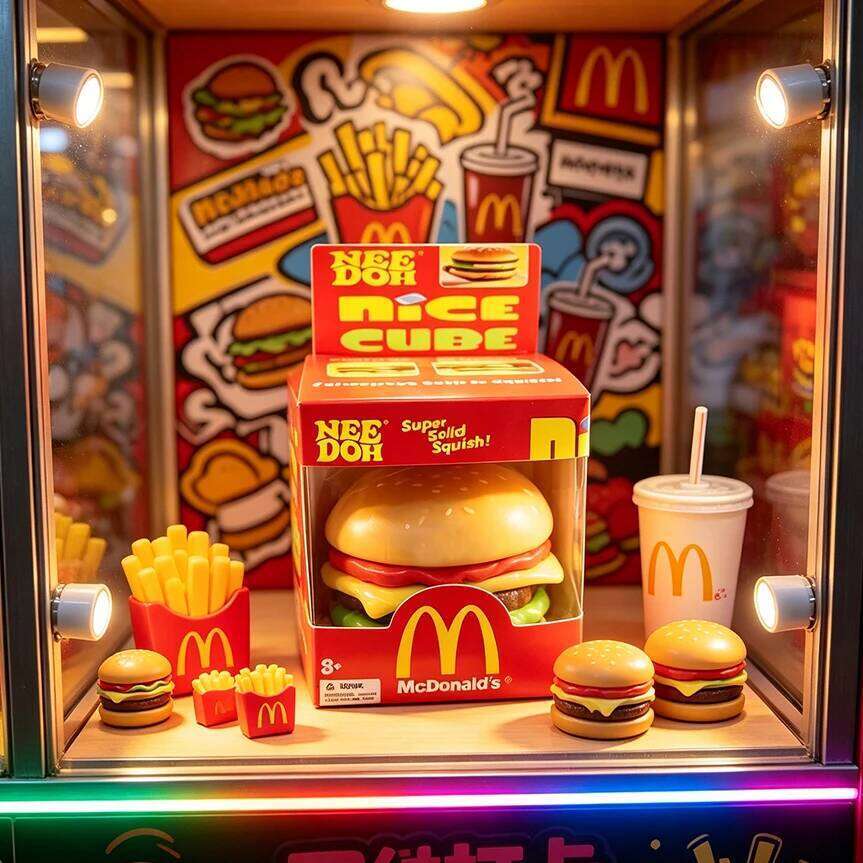McDonald's Style Burger Squishy - NeeDoh Super Soft Squeeze Fidget Toy Anxiety Relief, Creative Sensory Stress Ball Gift W260529 - view 3