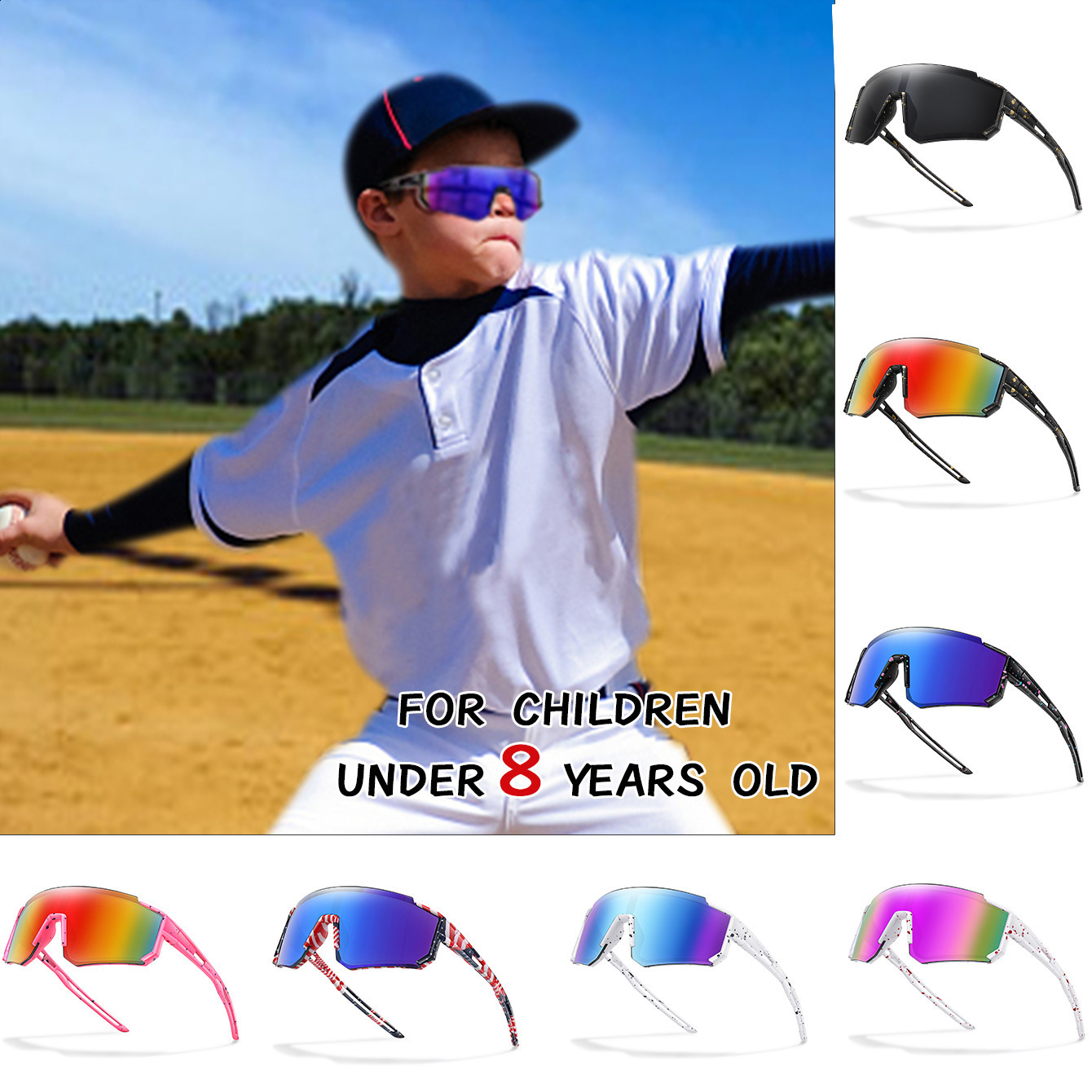 Boys Girls Age 3-12 UV400 Baseball Sunglasses Children Sun Glasses Outdoor Sport Kids Shades Mtb Child Cycling Eyewear 260331