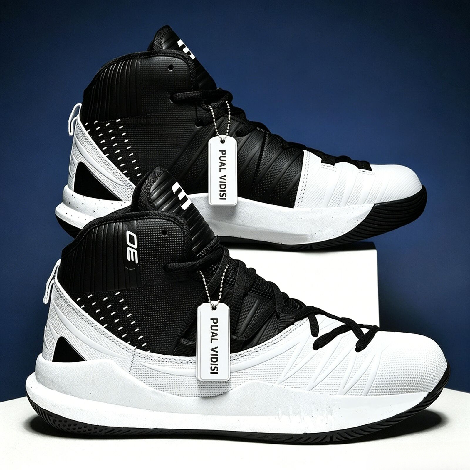Mens Black Blue Fashion Gifts Orange High Top Basketball Shoes Non Slip For Professional Court Training