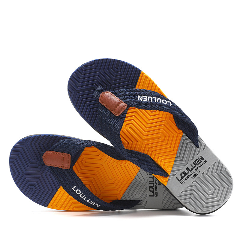 Mens Color Block Fashion Gifts Flip Flops With Textured Sole For Summer Casual Beach Daily Wear - view 6