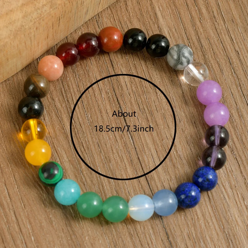 Bohemian Rainbow Stone Bracelet On Hand es Colorful Nature Stone Energy Beaded Bracelets Jewelry Gifts 260528