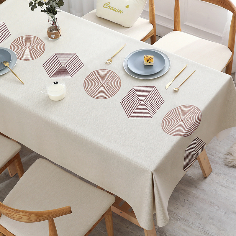 YL-38720 Custom minimalist PVC tablecloth, waterproof, oil-proof, wash-free, high-end rectangular coffee table/dining tablecloth.