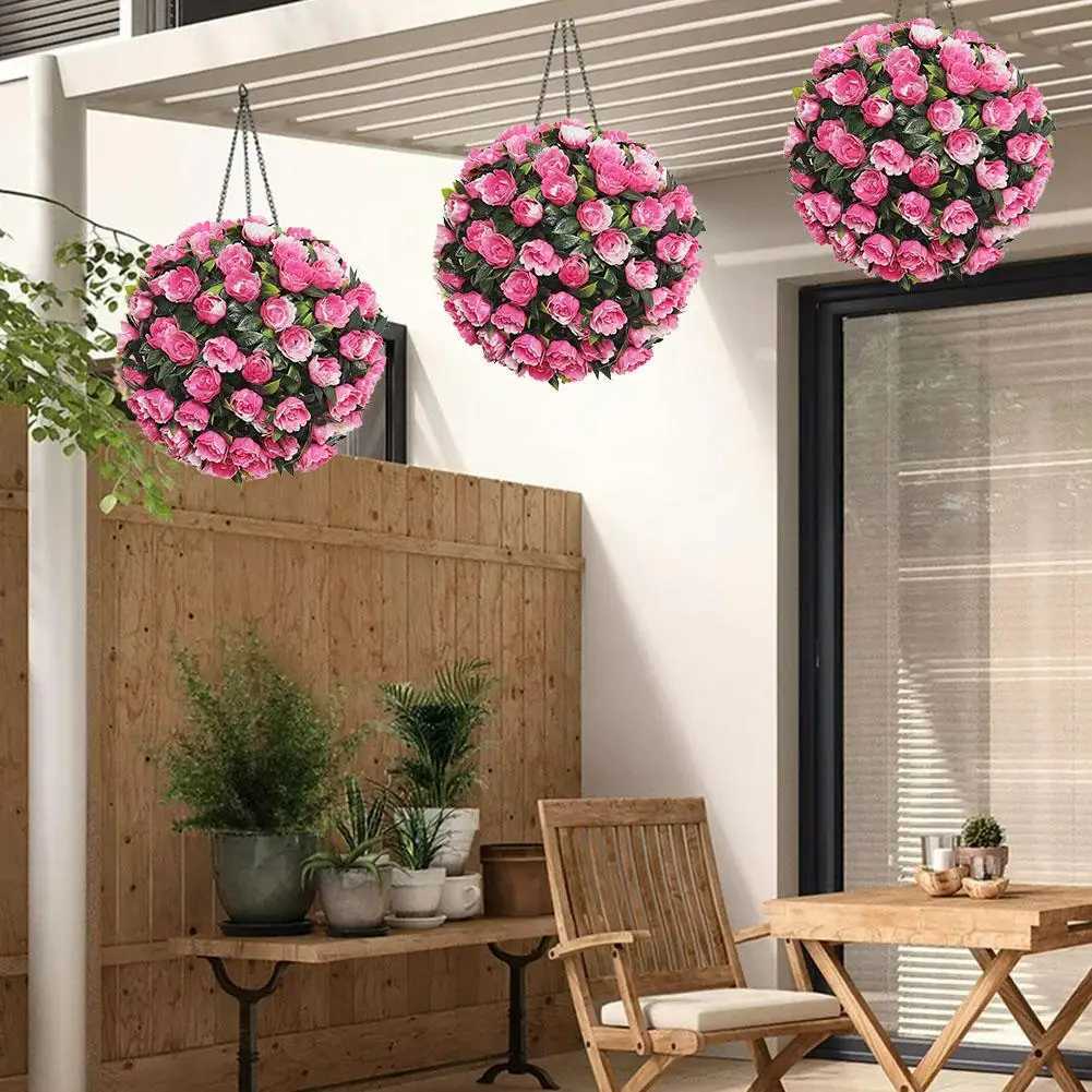 Artificial Flower Balls Eucalyptus Leaves Green Plants Hanging Grass Balls Fake Plants Home Garden Wedding Atmosphere Decoration C260529