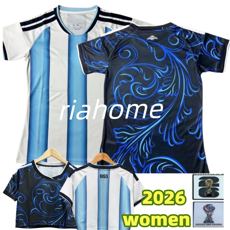 Cheap Argentina 2026 world cup patch women soccer jerseys Cheer Jersey High quality home blue white stripes away football shirts custom name and numbe