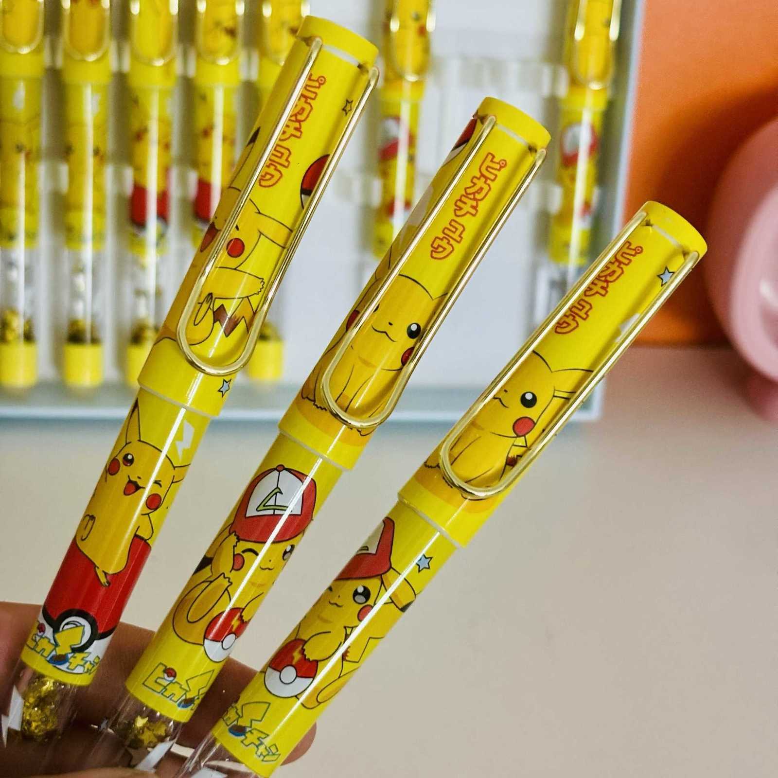 New Pikachu Heat Erasable Pen Cute Pokmon High-Value Flowing Sand Refillable Ink Cartridge Pen for Calligraphy Practice L260529