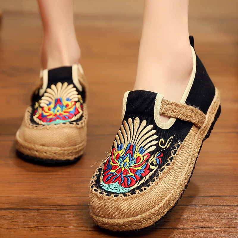 Dress Shoes Deninm Cloth Wedges Heel Sandals Women Round Toe Letter Embroider Ankle Strappy Platform Sandalias Spring Summer Vacation