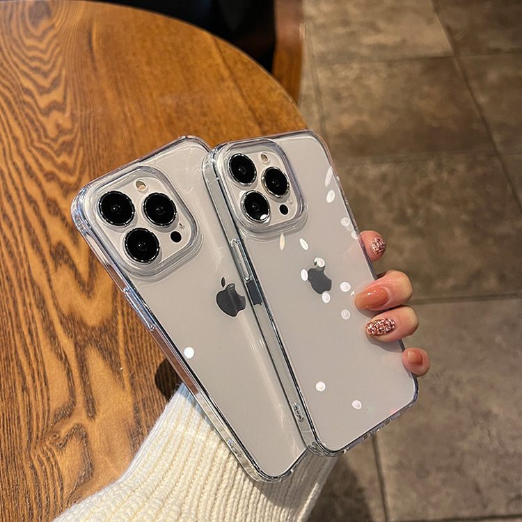 Suitable for Apple 17 Phone Case Transparent 13 Shockproof 14 Pro Max Acrylic 15 Groove Epoxy iPhone 16 Cover