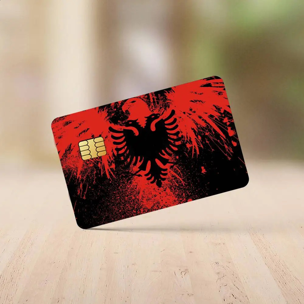 Flag Albania Credit Card Stickers 4PCS Antiscratch Waterproof Skin for Bank Debit Decorative Protection 260529BJ - view 6