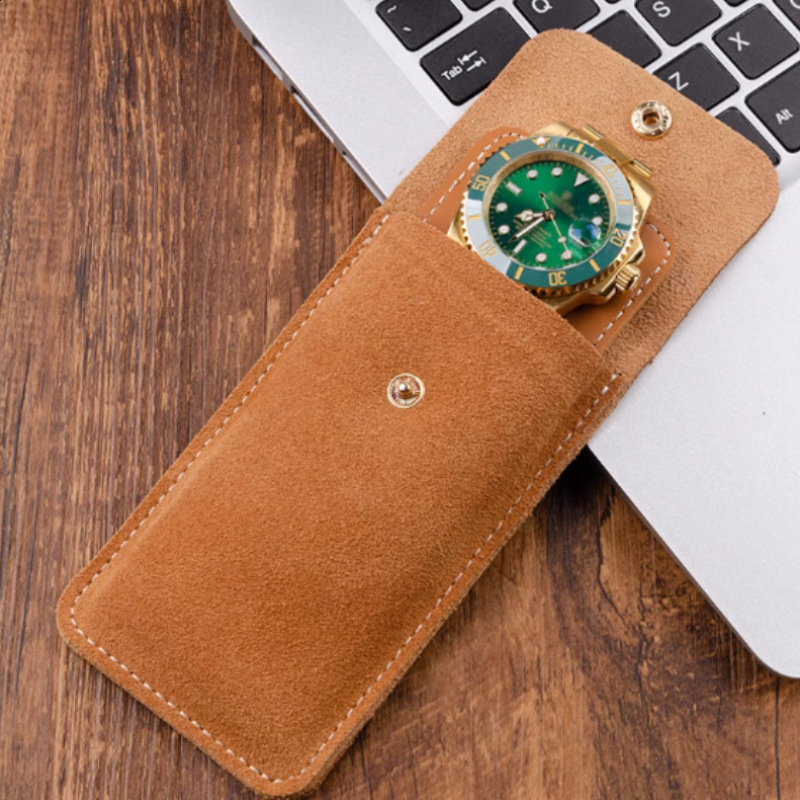 Leather Watch Box Bracelet Storage Bag Portable Travel Jewelry Leather Pouch Watch Pouch Bag Case for Men and Women 251110