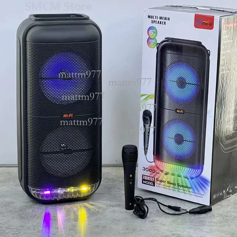 Super Large Outdoor Bluetooth Speaker Peak Power 1200W Double 6 Inch Horn Subwoofer Portable Wireless Column Bass Sound with Mic - view 4