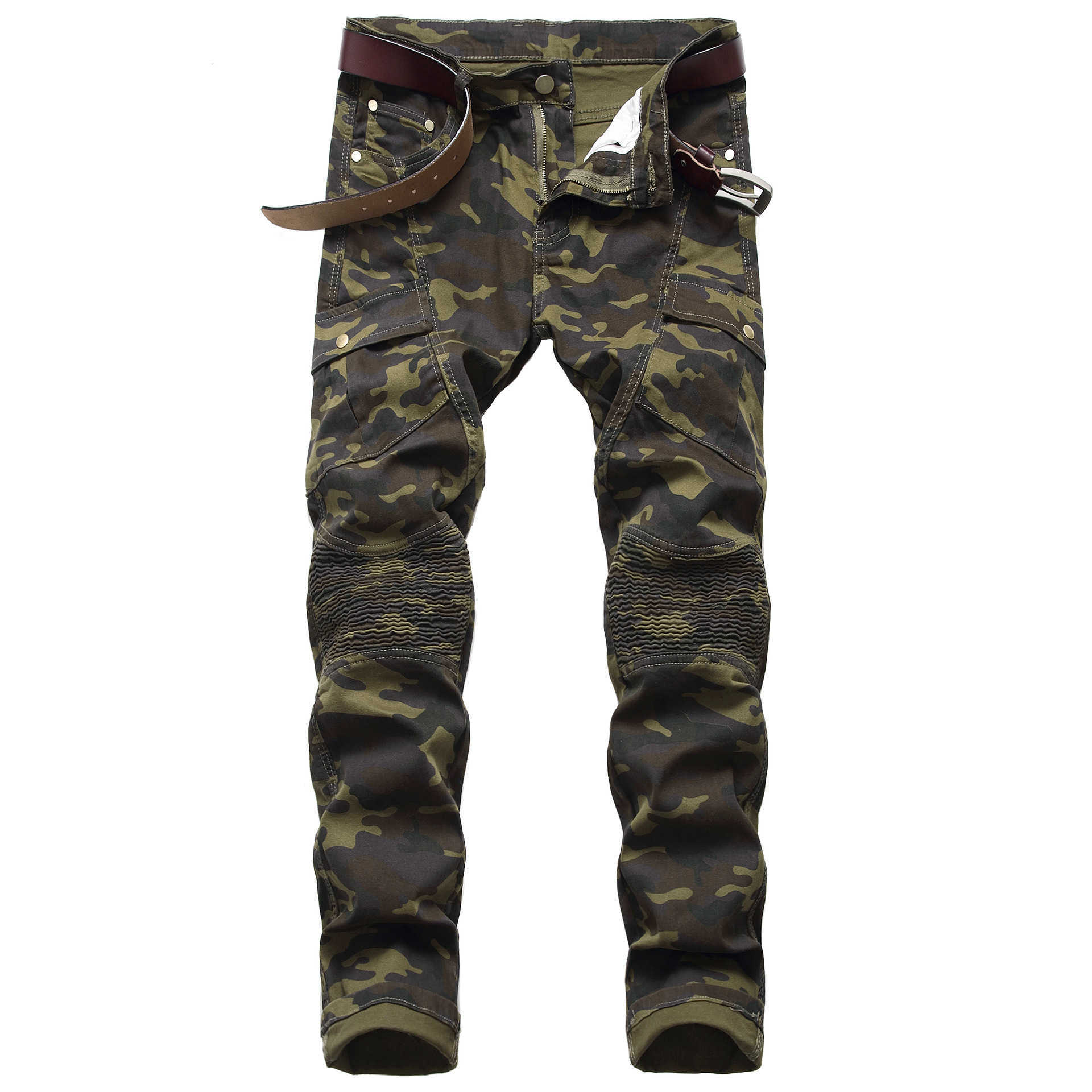 Mens camouflage jeans trend personalized slim fit elastic trend camouflage pants T260529