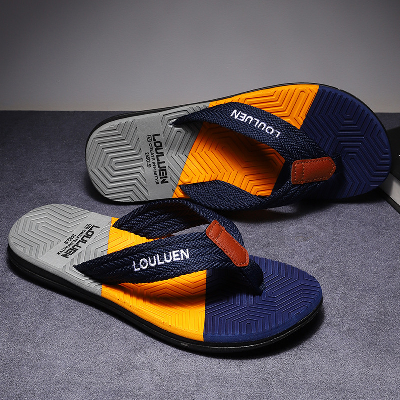 Mens Color Block Fashion Gifts Flip Flops With Textured Sole For Summer Casual Beach Daily Wear - view 5