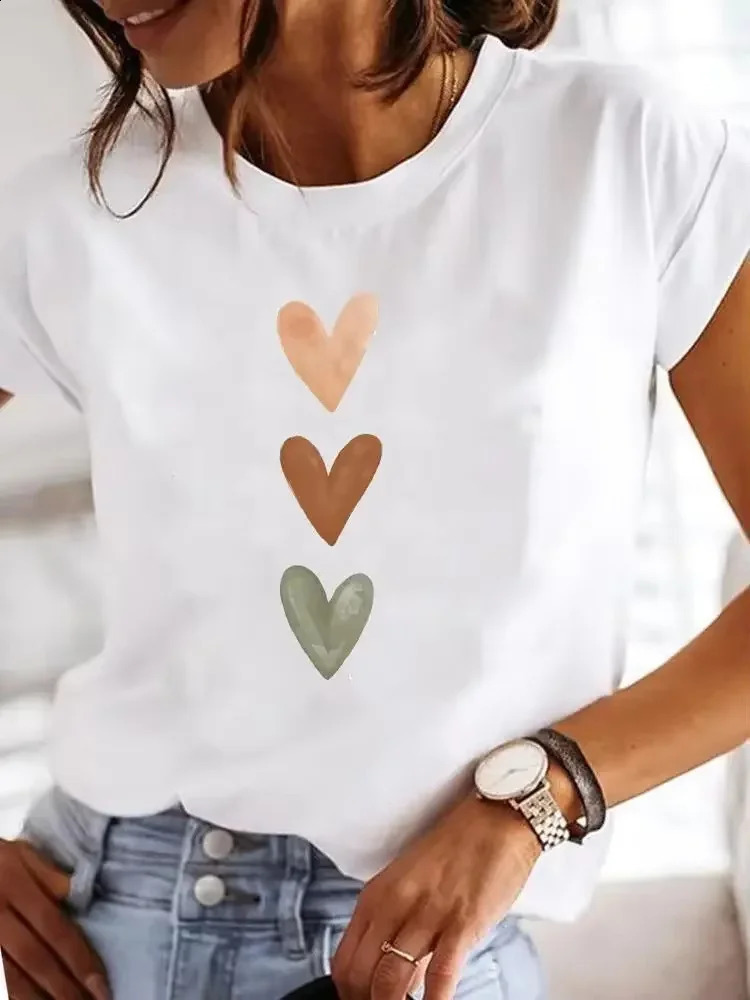 WomenS Golden Cherry Print Short Sleeve Stylish Round Neck Perfect for Spring Outfits Cherry Themed Items Aesthetic Clothes 260529 - view 3