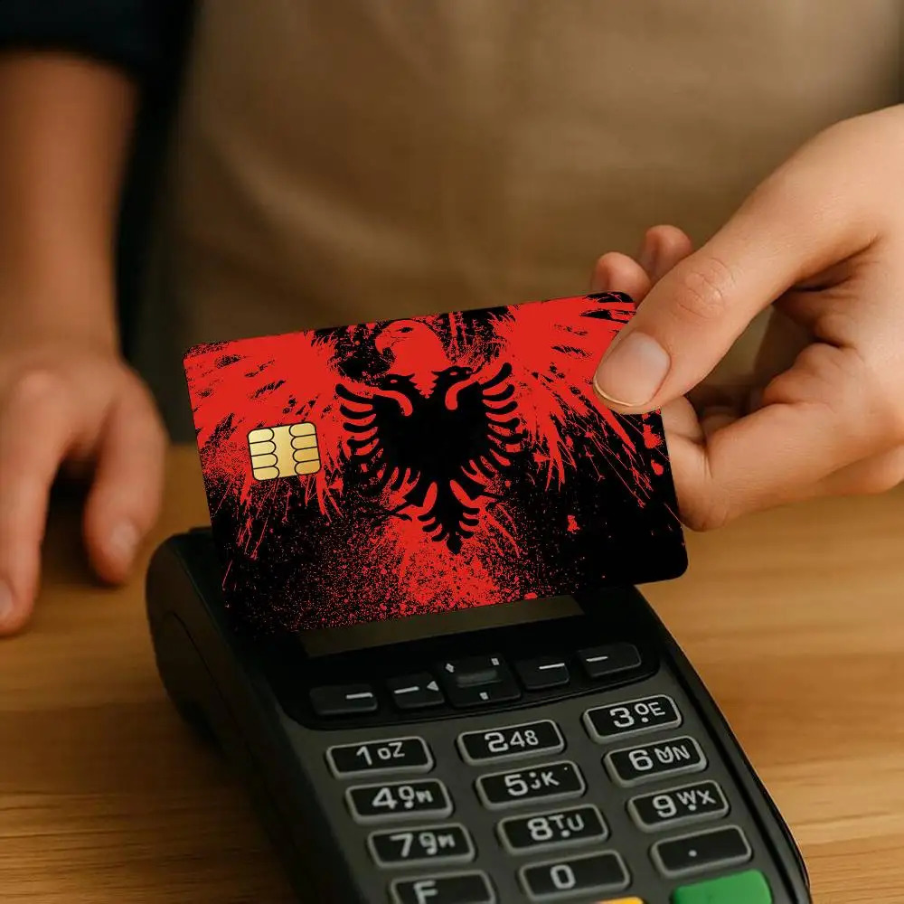 Flag Albania Credit Card Stickers 4PCS Antiscratch Waterproof Skin for Bank Debit Decorative Protection 260529BJ - view 4