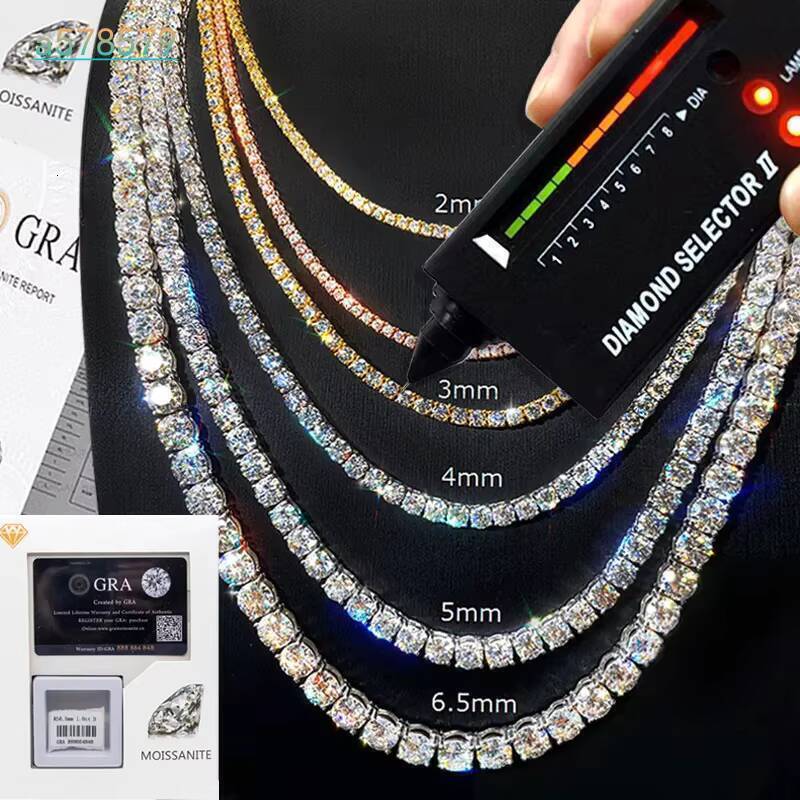 2025New Chains Necklaces 925 Pure Silver Hip Hop Jewelry Necklace Iced Out Moissanite Diamond Tennis Necklace Bracelet