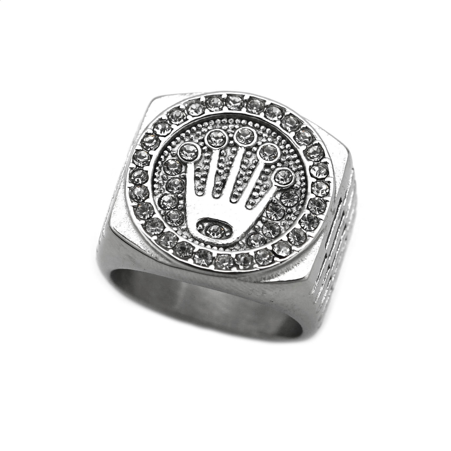 Crown three stone ring Hip Hop nightclub Stainless Steel Cartoon Ring Gold PlatedID 5010419925143 260518