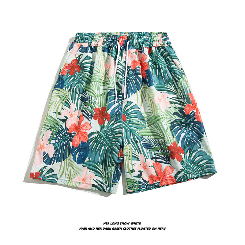 Men's Luxury Designer Outdoor Casual Beach Pants Summer Ice Silk Thin Trendy Floral Shorts Loose Fashion Casual Home Quick Drying Loose Oversized