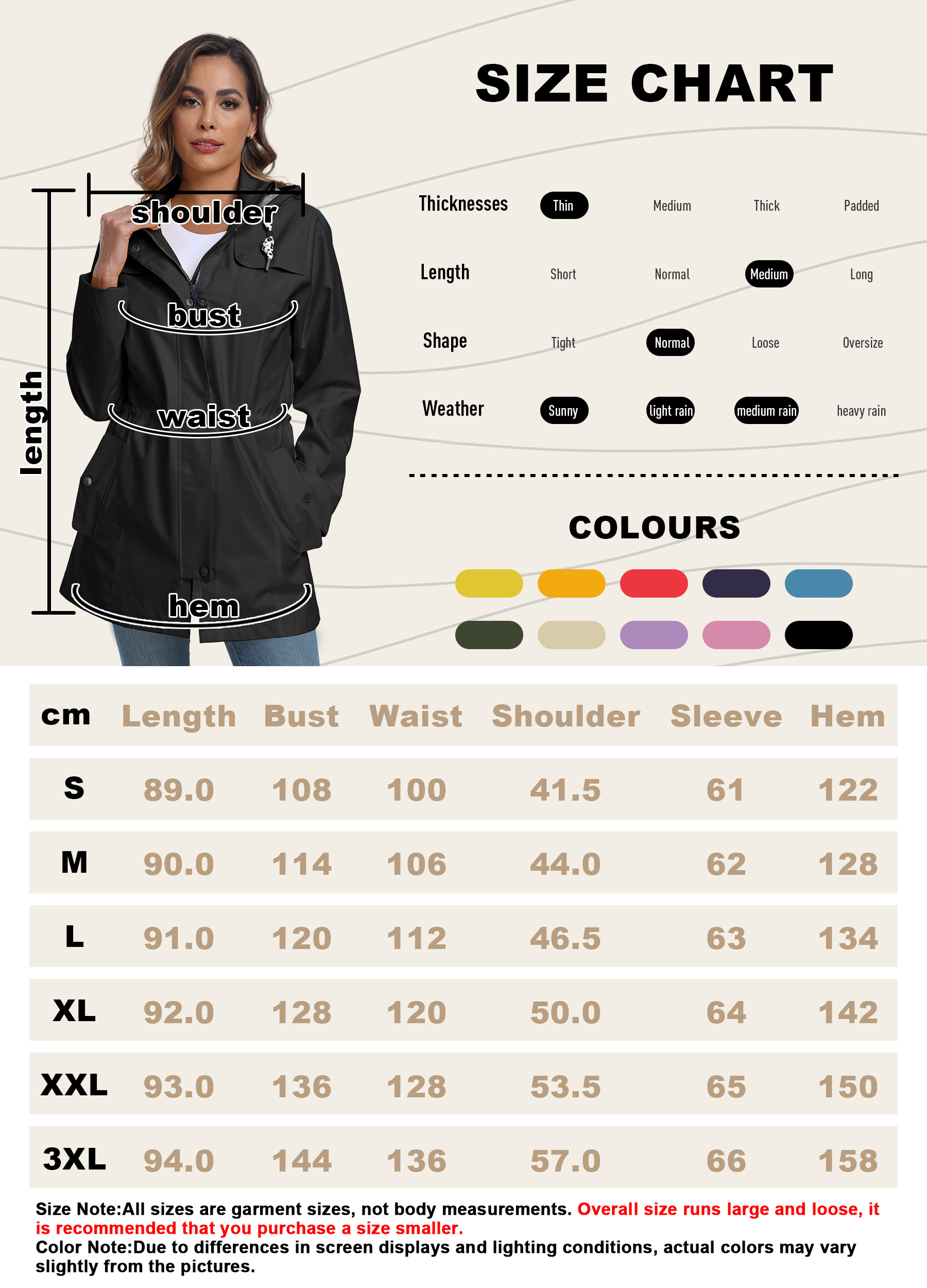 Women's Water-resistant Fleece-Lined Coat, Windproof Outdoor Jacket with Detachable Hood for Hiking, Camping, Travel & Daily Wear