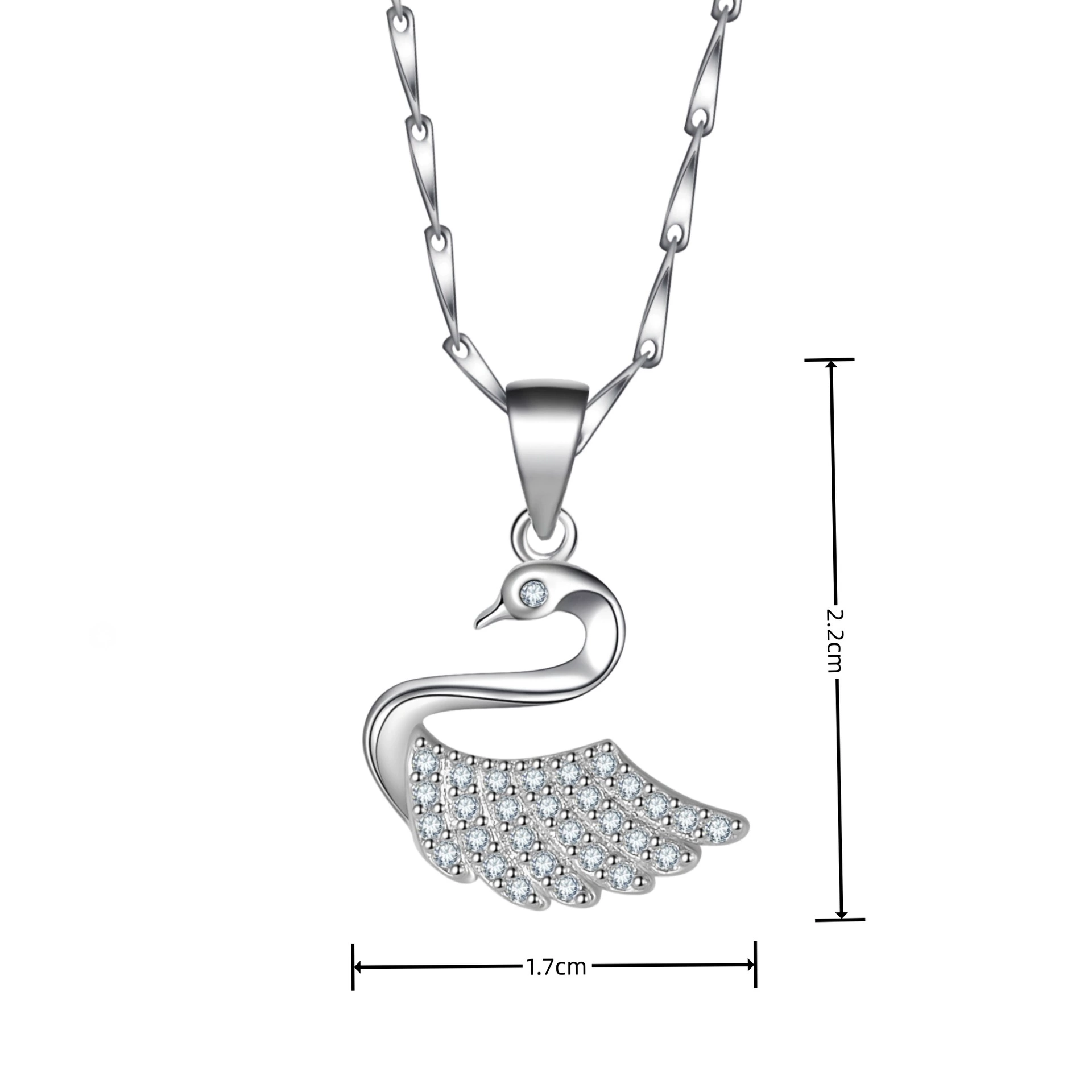 Swan Pendant Sterling Silver Necklace Dainty CZ Zircon Pendant With Crystal Tiny Swan Pendant Jewelry Adjustable Chains Wedding Birthday Party Gift Fo