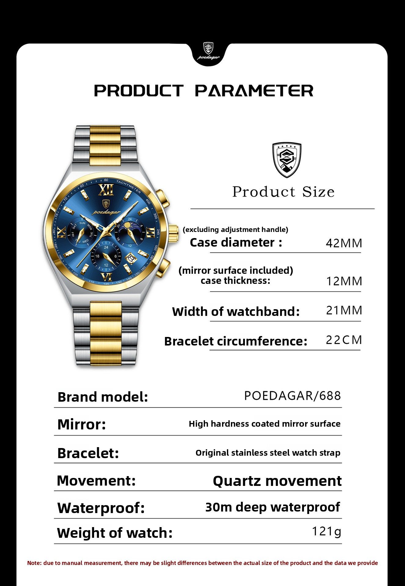 Luxury Chronograph 2026 Steel Mens POEDAGAR Stainless Moon Phase Designer Wristwatch Fashion Waterproof Luminous Business Quartz Watch